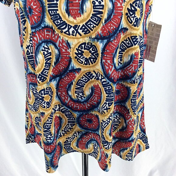 NWT LuLaRoe Classic T Top Womens Size Medium Geometric Red Blue Short Sleeve - Picture 6 of 10